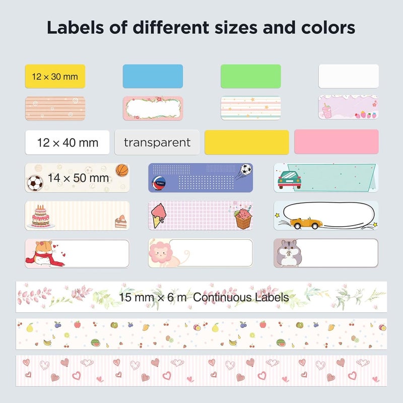 SUPVAN E10 & E11 Label Maker Tape, 0.59in × 19.7ft (15mm × 6m) Genuine Continuous Laminated Thermal Label Tape Refill, Waterproof Oilproof Child-Safe Durable Auto Detect Labels, Black on Fruit - Image 4